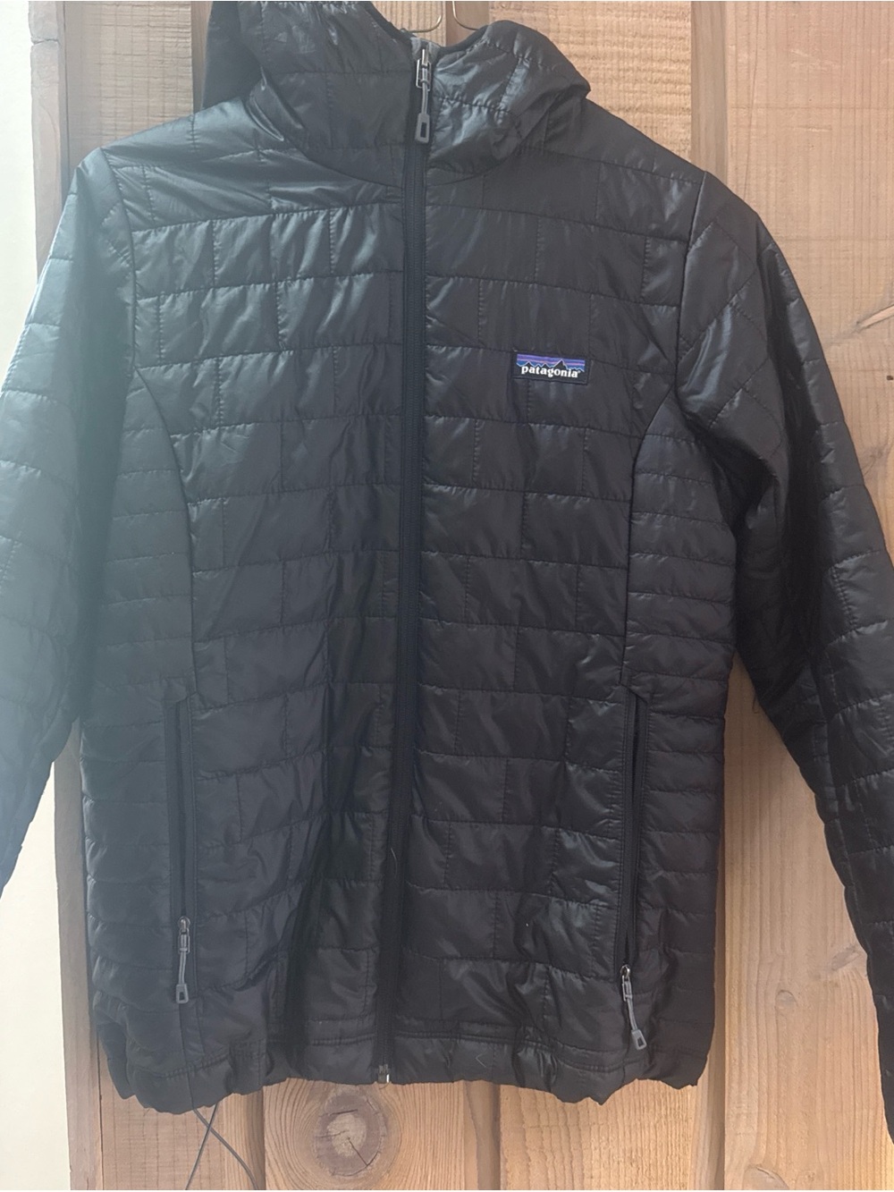 Patagonia Black Quilted Hooded Puffer Jacket